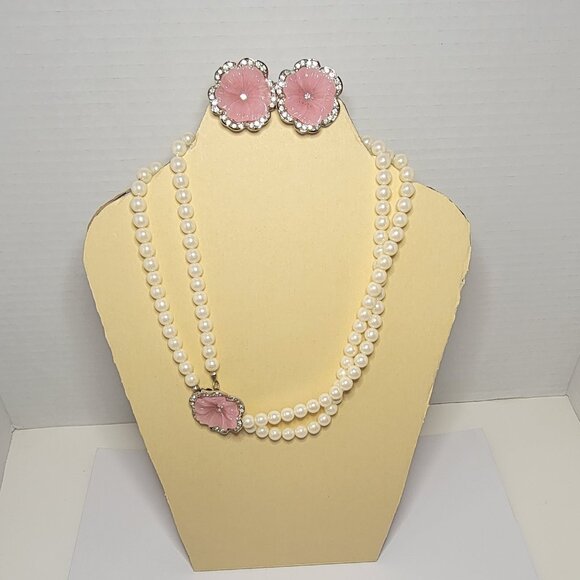 Vintage KJL for Avon "Perfect Pansy" collection Faux Pearl Set - Picture 1 of 8